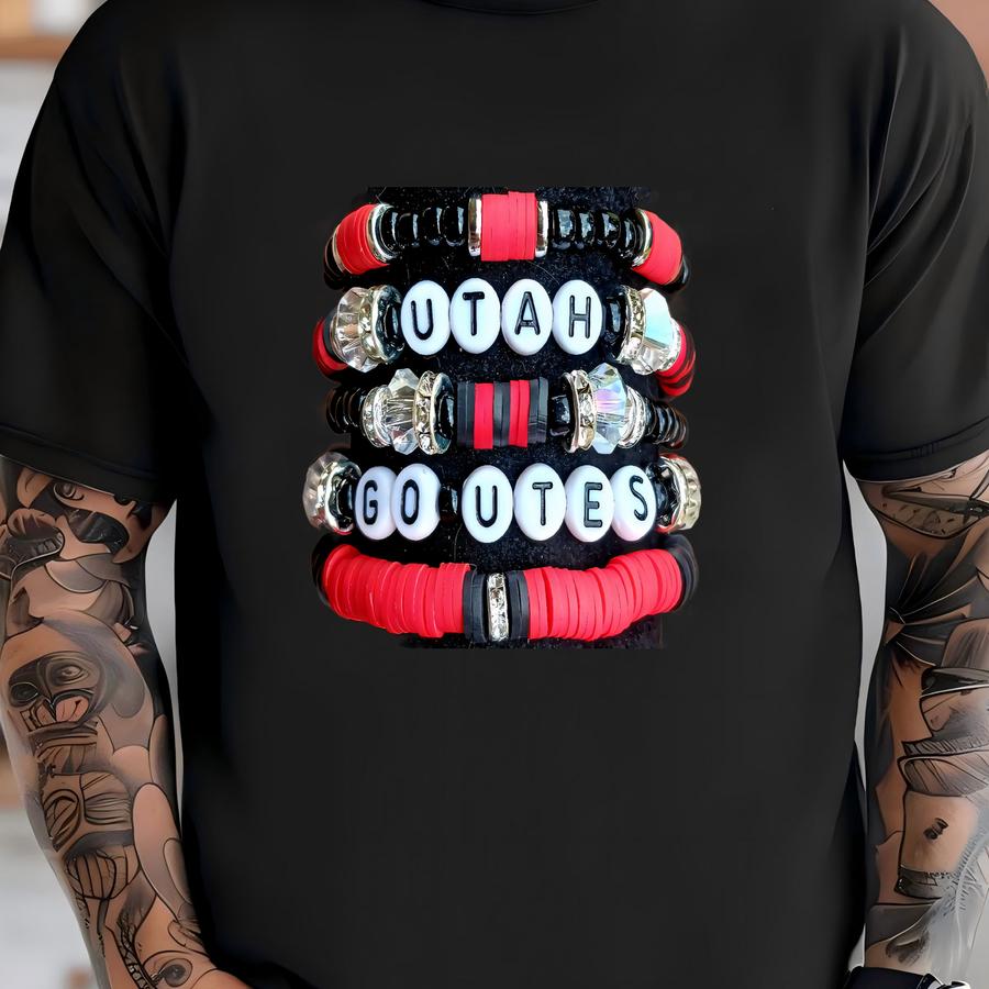 Entire Stack Utah Inspired Heishi Stacking Bracelets College Gameday Football Team Bracelet Utes T-shirt