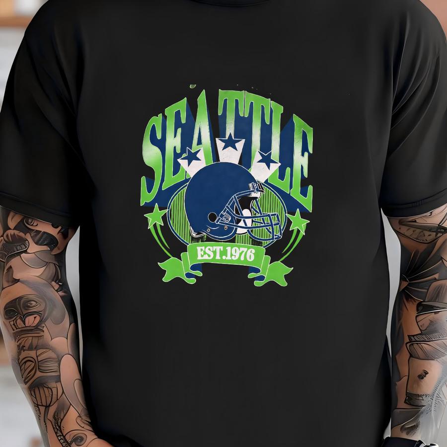 Seattle Football Vintage Style Hoodie,seattle Football Crewneck Hoodie, Seattle Hoodie, Retro Seattle Football Fwp7 T-shirt