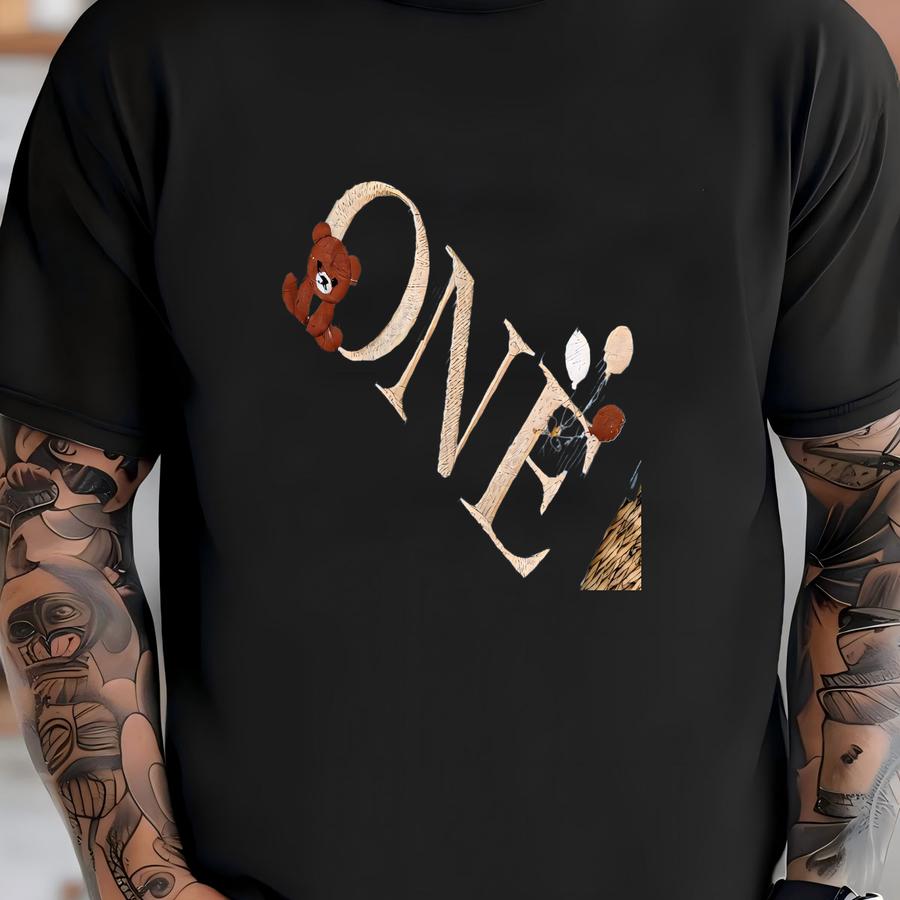 Teddy Bear First Birthday Romper: Neutral Cake Smash Outfit T-shirt