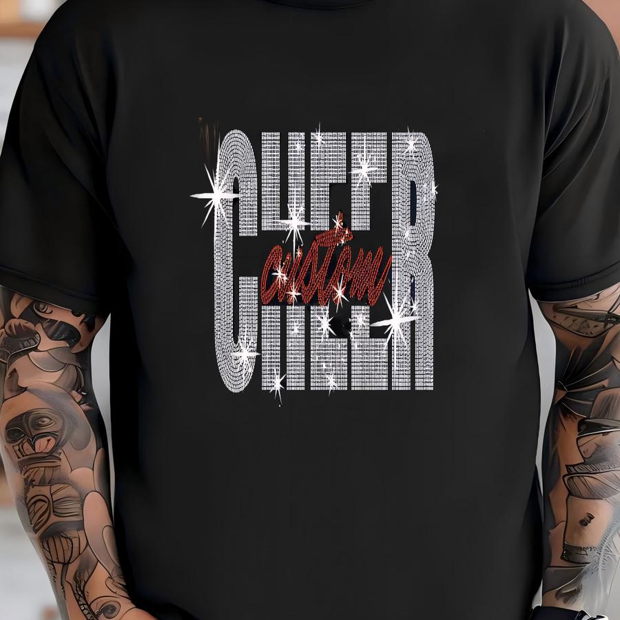 Custom Rhinestone Cheer Shirt: Personalized Bling Spirit Wear T-shirt
