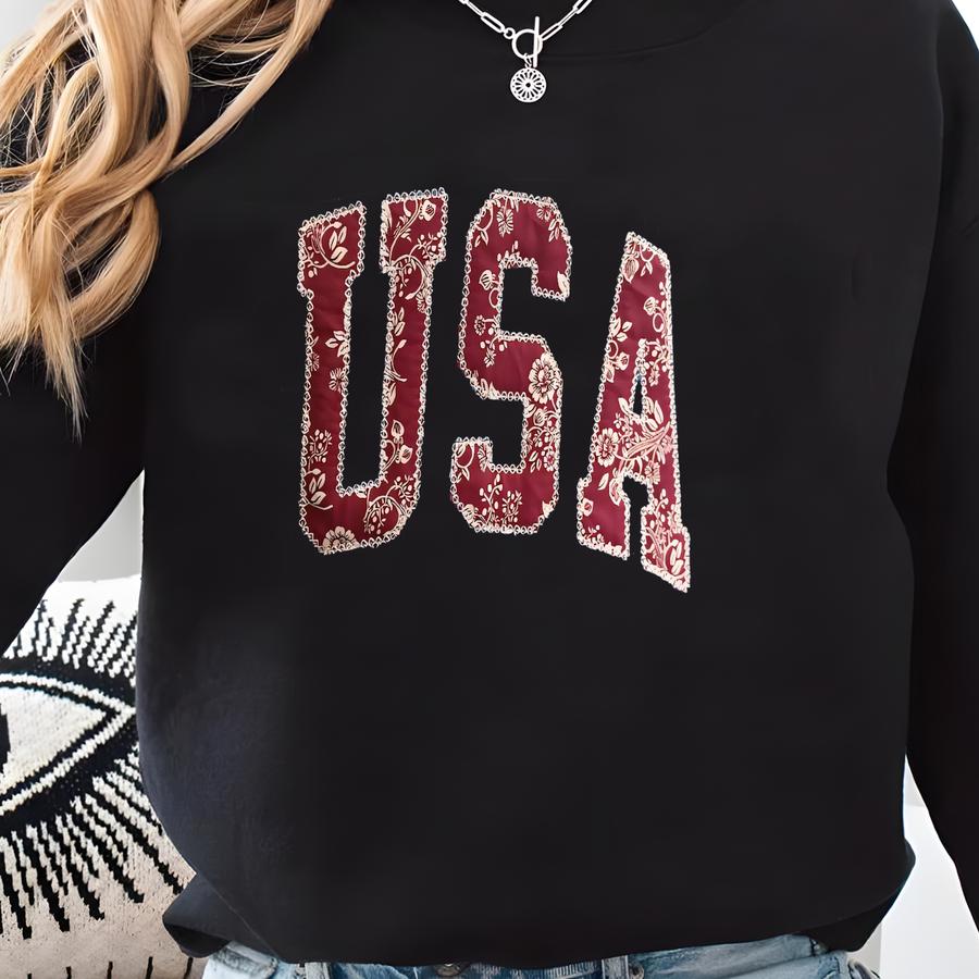 Usa Y Crewneck: 4th Of July Appliqué Sweatshirt Sweatshirt