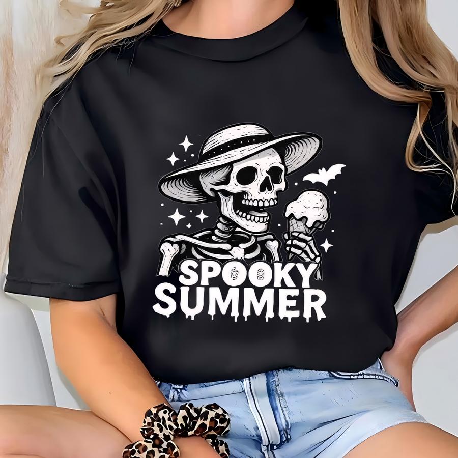Spooky Summer Shirt, Summer Vibes Skeleton Shirt, Summer Halloween Shirt, Spooky Summer Vibes Tee, Summerween Shirt, Girly Summer Shirts T-shirt