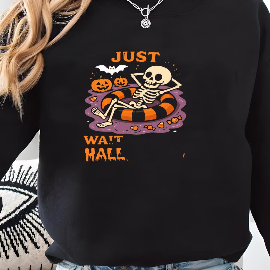 Just Waiting For Halloween Shirt, Summer Skeleton Shirt, Spooky Summer Tee, Girly Summer, Beach Vibes Tee, Halloween Skeleton Shirt Sweatshirt