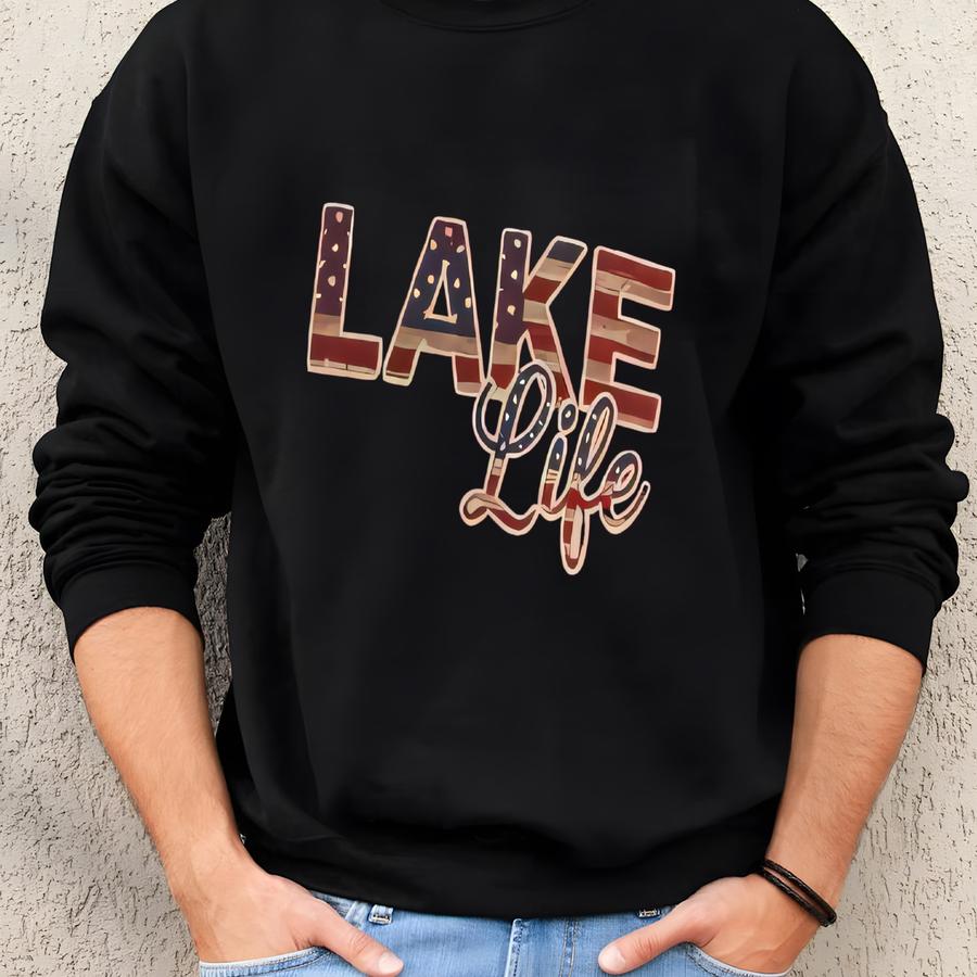 Lake Life America | It’s Lake Time | Double Sided Print Unisex Hooded Sweatshirt Sweatshirt