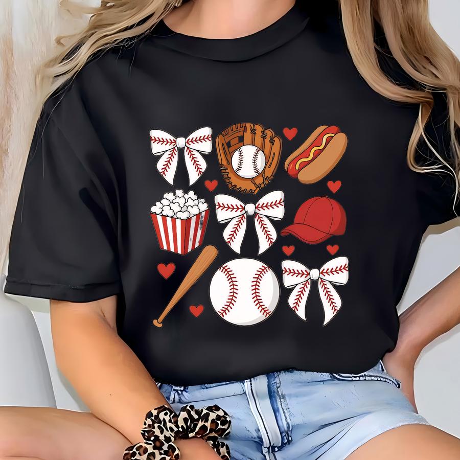 Woman Baseball Shirt, Baseball Girl Shirt, Baseball Mom Gift, Coquette Bow Baseball Tee, Baseball Season, Baseball Lover Gifts, Baseball Fan T-shirt
