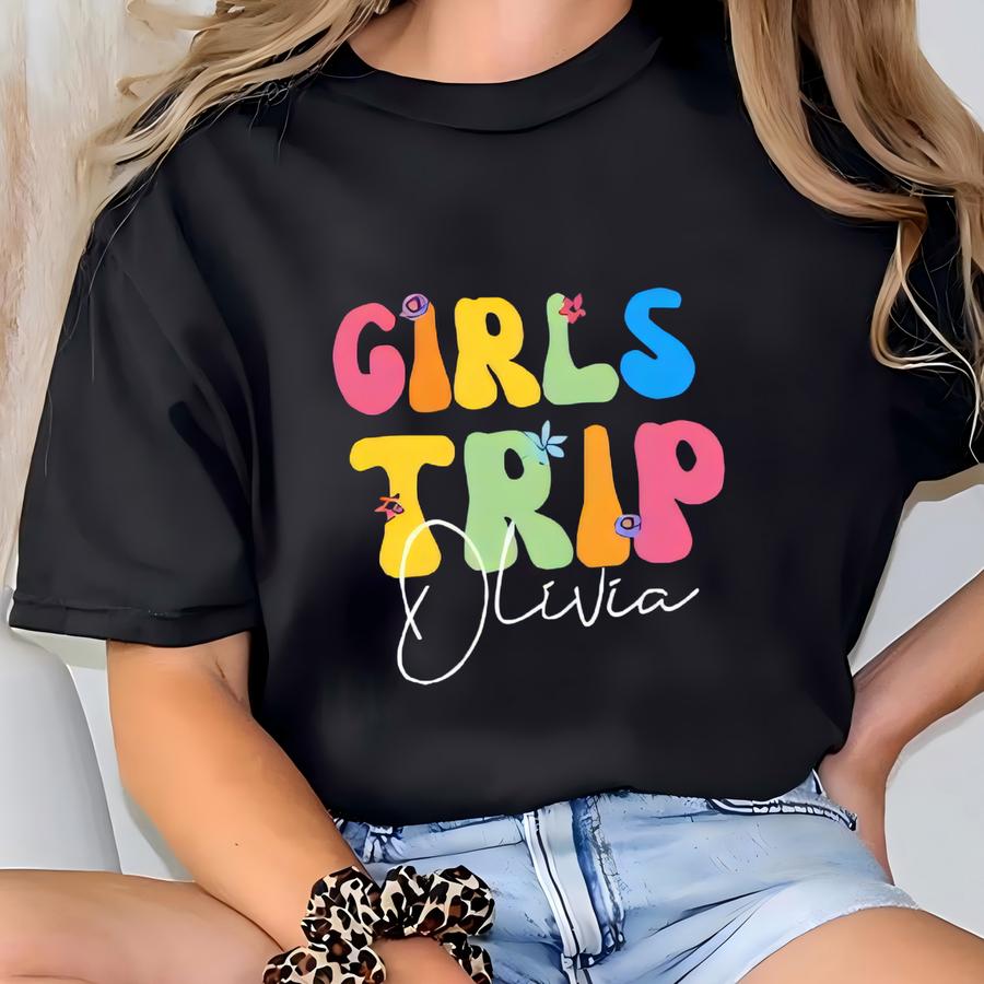 Custom Girls Trip 2025 Shirt, Personalized Girls Trip Gifts, Girls Weekend, Girls Vacation Shirt, Girls Summer Trip Shirts, Beach Vacay Tee T-shirt