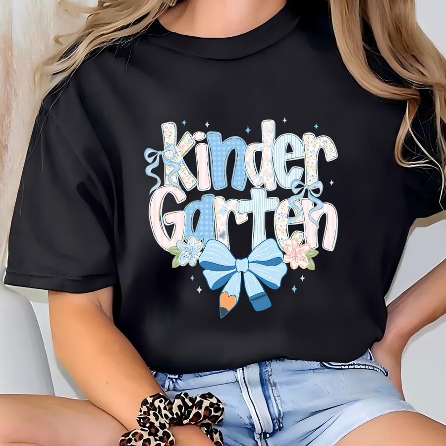 Kindergarten Teacher Shirt, Kinder Garten Vibes Tee, Elementary Back To School Retro Kinder Garten Grader Teach Gift Grade Level Cute Vibes T-shirt