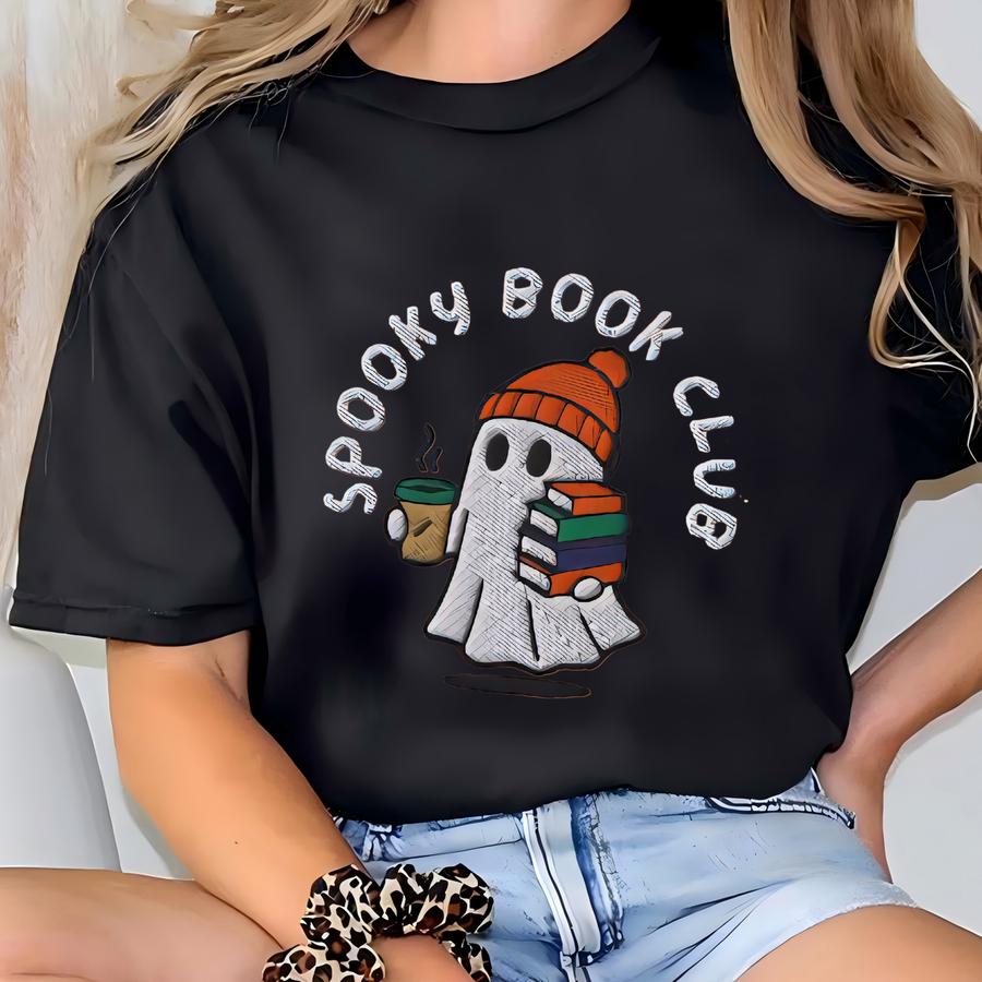 Halloween Book Club Shirt, Ghost Reading Matching Shirt, Halloween Book Lover Gift, Spooky Ghost Season T-shirt