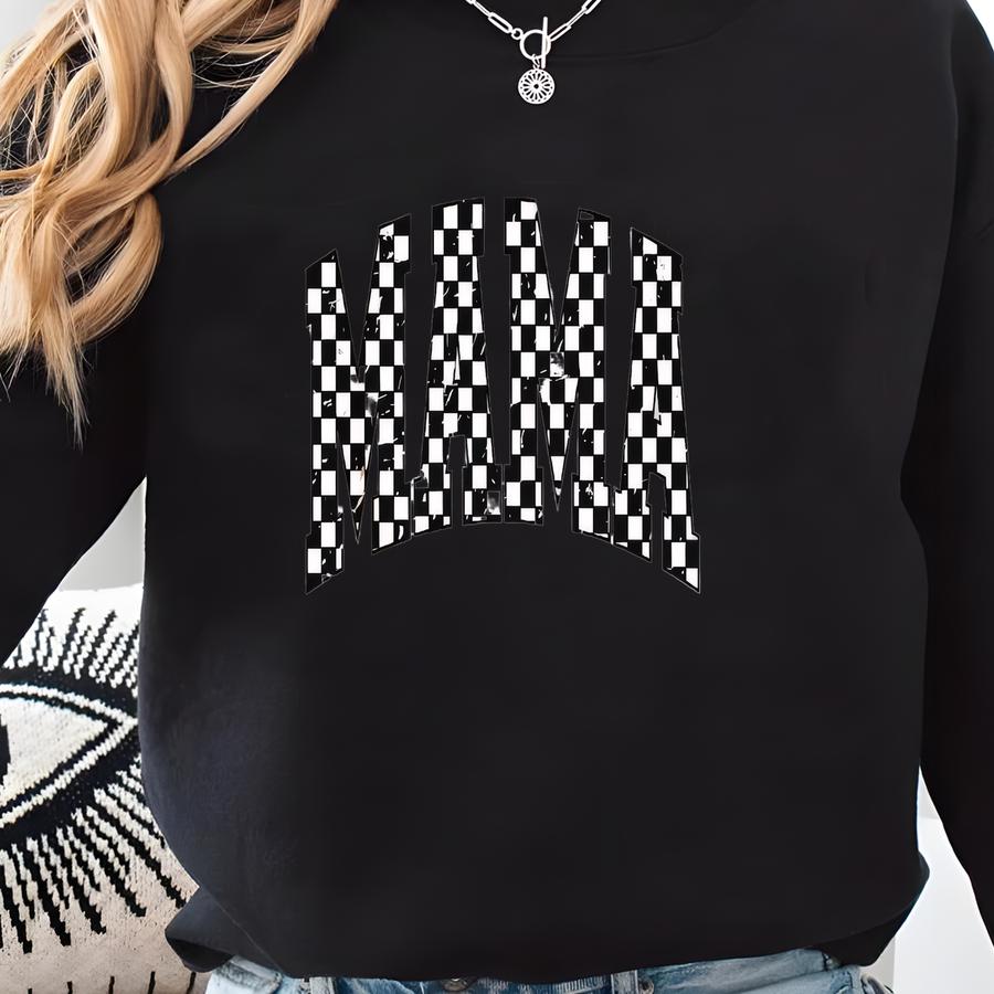 Checkered Mama Sweatshirt Gift For Mom, Retro Mom Sweatshirt, Mother's Day Gift, Vintage Checkered Mama Sweatshirt, Varsity Mom Sweatshirt Sweatshirt