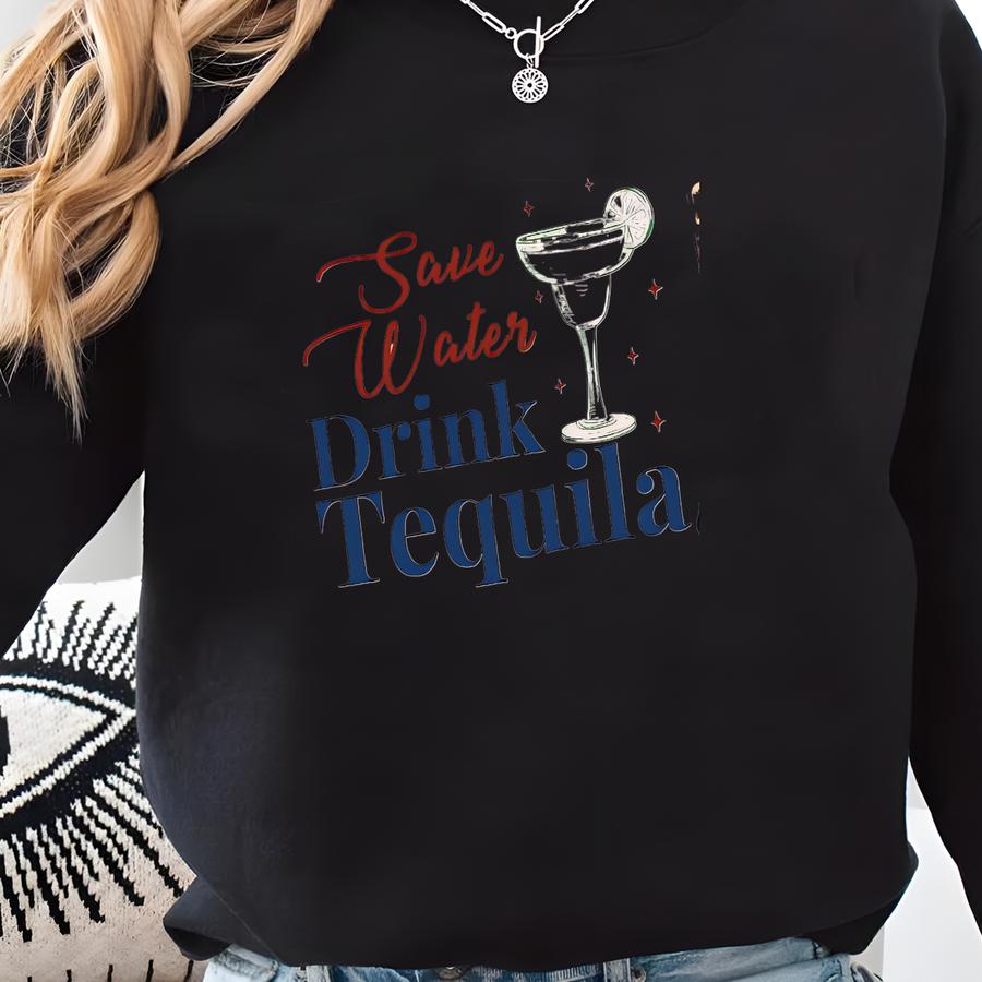 Save Water Drink Tequila Baby Tee, Y2k Margarita Shirt, Tequila Crop Top, Funny Going Out Top, Cinco De Mayo Party Tee Sweatshirt