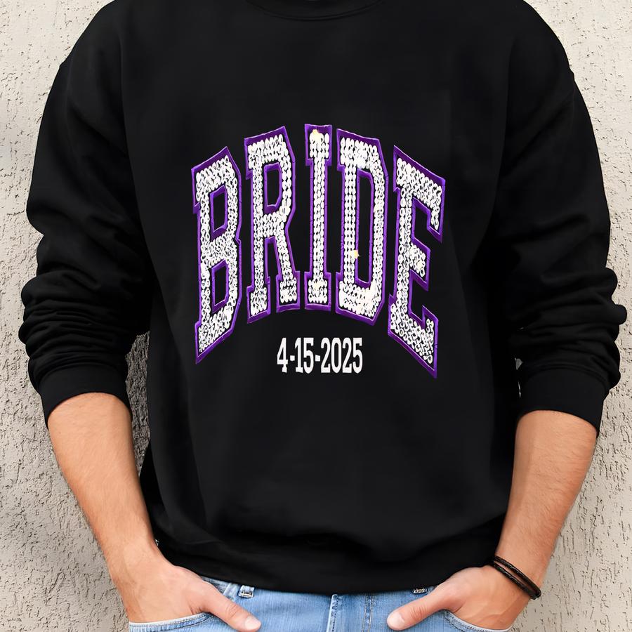 Rhinestone Bride Sweatshirt/custom Bridal Crewneck, Bachelorette Outfit,sparkle Jean Jacket/bachelorette Sweatshirt For The Bride/wedding Sweatshirt