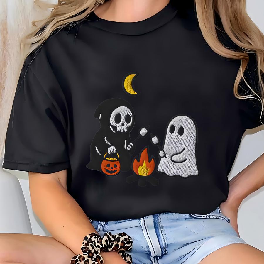 Cute Ghosts Camping, Camping Shirt, Spooky Season Outdoors Gifts, Halloween Shirt T-shirt