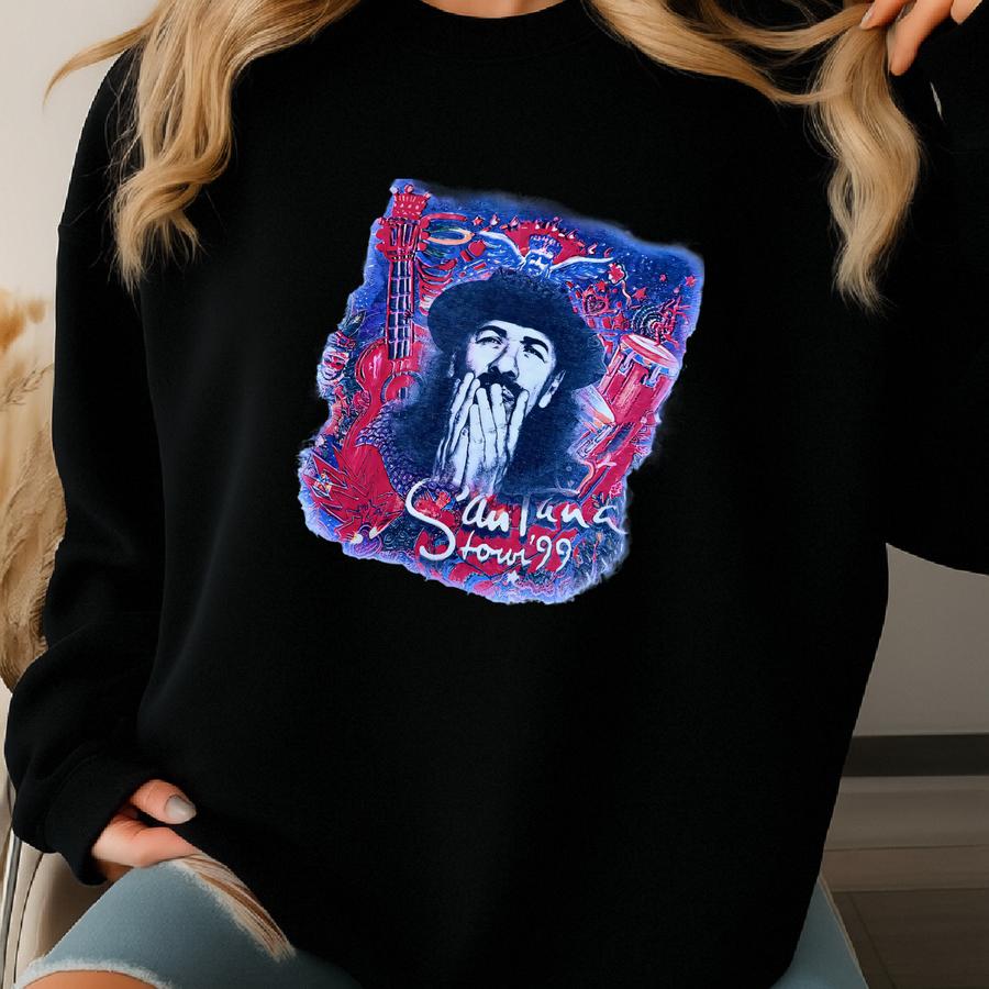 Vintage 1999 Carlos Santana Supernatural Mana Ozomatli Tour Rare Bootleg Graphic Shirt Size Xl Sweatshirt