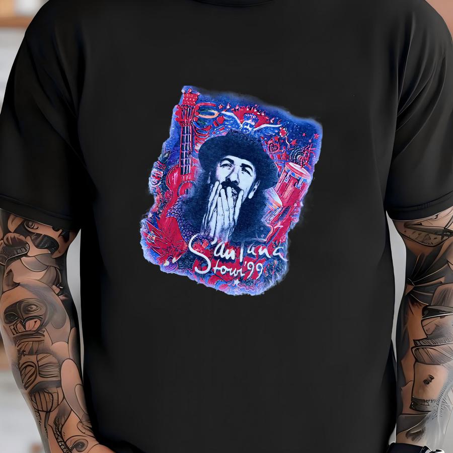 Vintage 1999 Carlos Santana Supernatural Mana Ozomatli Tour Rare Bootleg Graphic Shirt Size Xl T-shirt