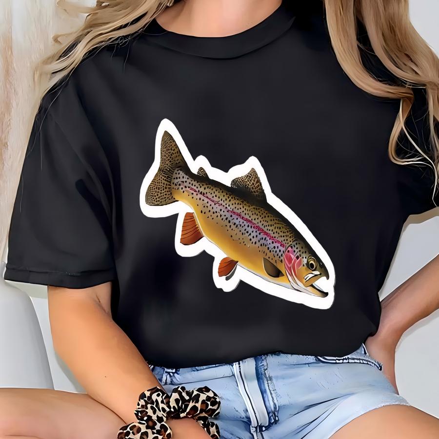 Brook Trout Kiss-cut Stickers | Fishing Decor, Laptop Stickers, Outdoors Gift, Nature Lover Accessories, Watercolor Fish Design T-shirt