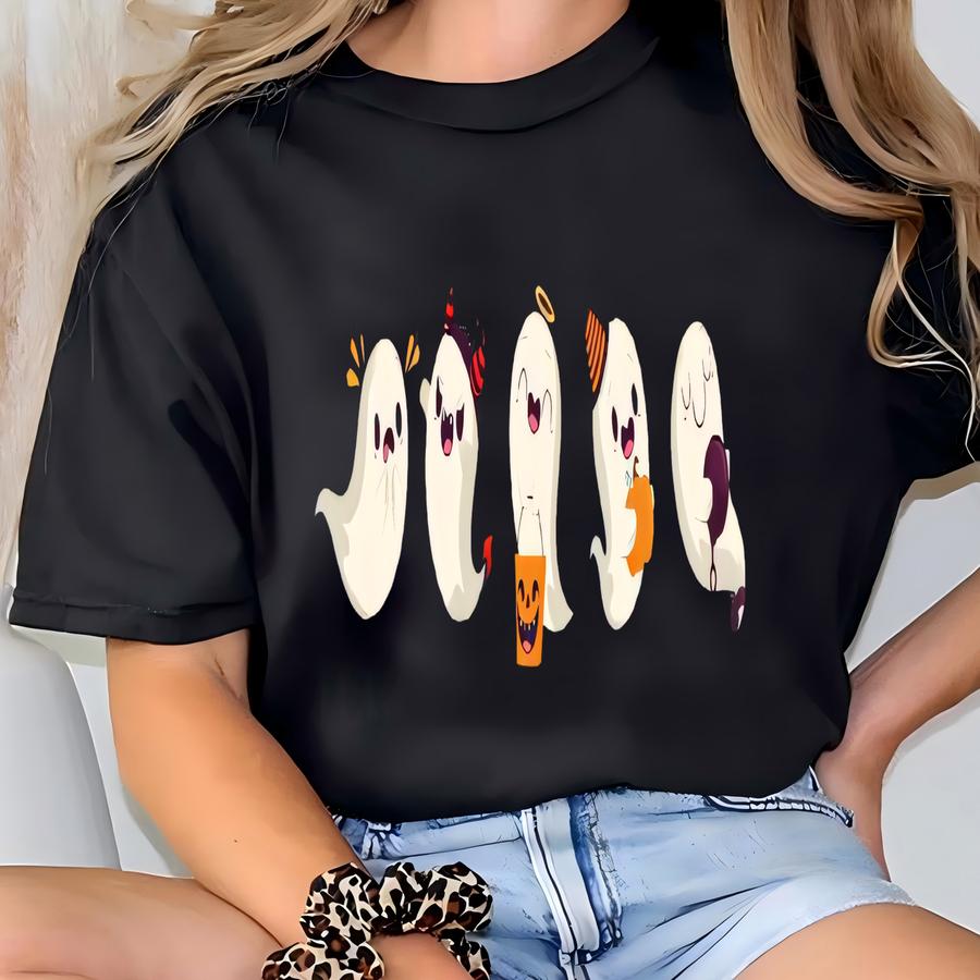 Baby Ghosts Graphic Tee, Cute Halloween Spooky T Shirts, Cute Halloween Tshirt Gifts For Her, Cute Ghosts Halloween Hoodie, Fall Ghosts Tee T-shirt