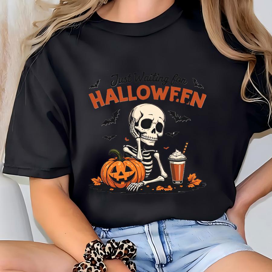 Just Waiting For Halloween Sweatshirt, In My Spooky Era Hoodie, Funny Skeleton Fall Gift, Pumpkin Season Gift, Halloween Party Outfit T-shirt