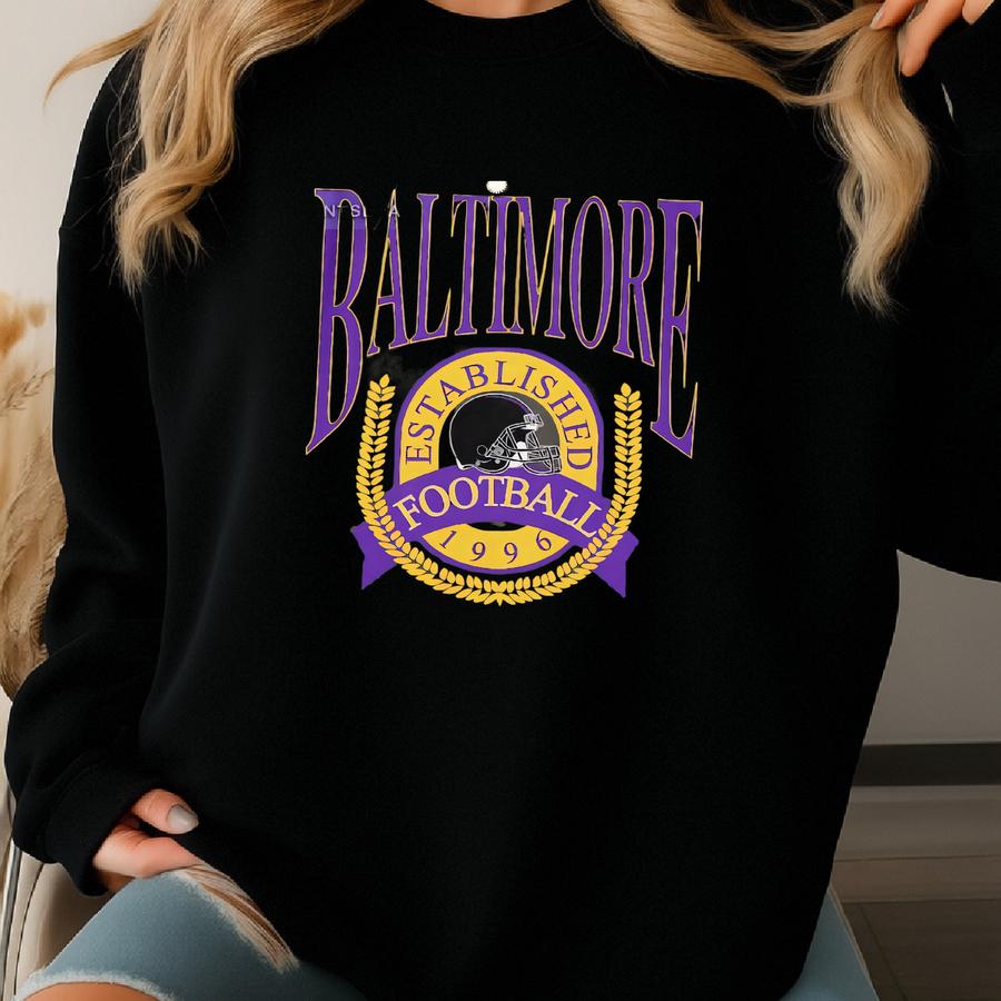 Baltimore Football Vintage Style T-shirt,retro Baltimore Crewneck,oversized Football T-shirt,gift Football Fan Fyj16 Sweatshirt