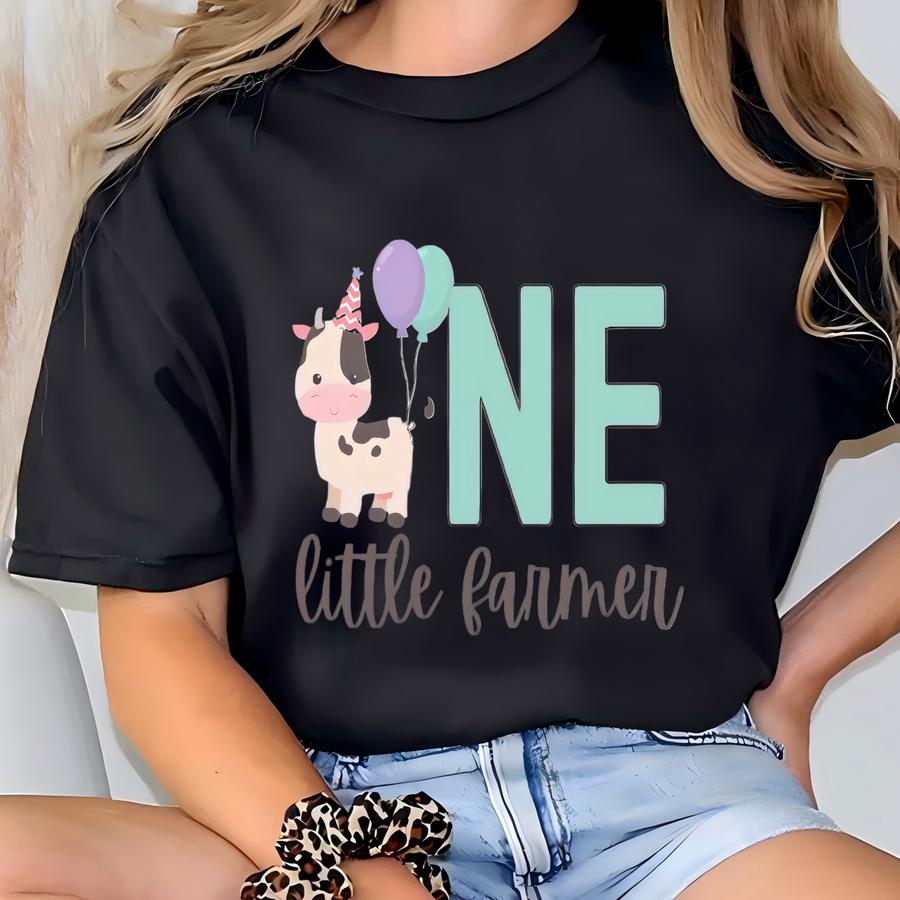 First Birthday Farm Shirt,1st Farm Birthday Toddler Shirt,cow Matching Shirt,1st Birthday Party Shirt,one Year Old Shirt,farm First Birthday T-shirt