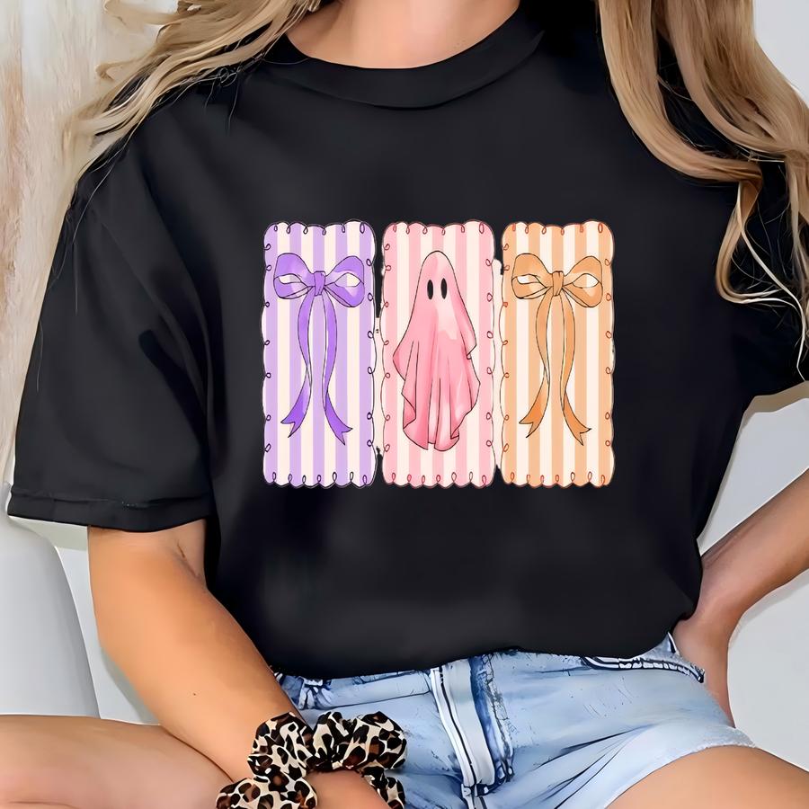 Cute Girls Halloween Kids Shirt, Spooky Vibes Shirt, Halloween Bows Kids Shirt, Coquette Bows Toddler Tee, Purple Orange Pink Tshirt, Outfit T-shirt