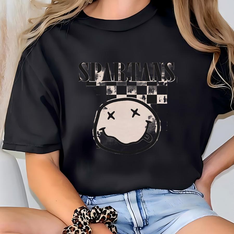 Retro Spartans Svg, Png, Dxf, Eps, Spartans Sport Shirt Sublimation Design, Checkered Spartans School Team Spirit  T-shirt