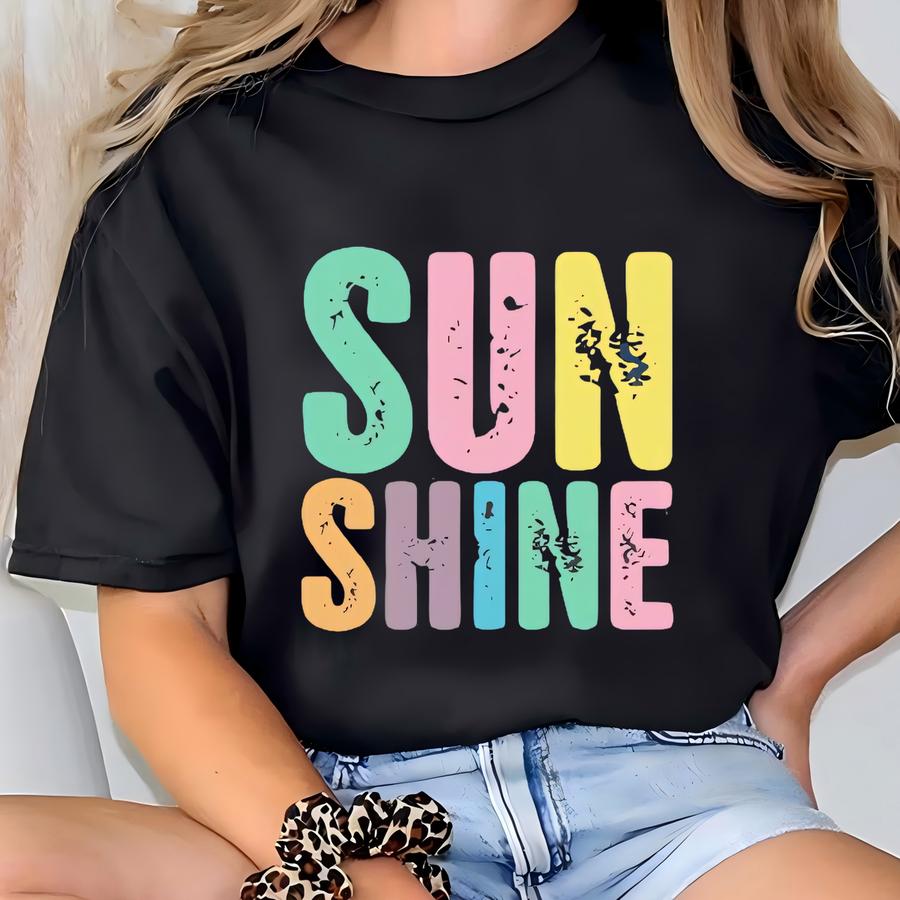 Koszulka Sunshine Unisex ®, Prezent Na Plażę Dla Niej, Letnia Koszulka, Koszulka Neonowa Na Plażę, Prezenty Na Urodziny Z Jeziora Kostium