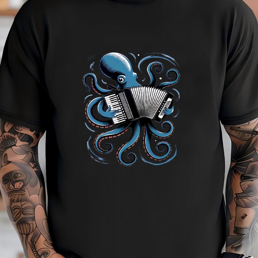 Cephalopod Symphony – Octopus Musician Playing Accordion Shirt, Sweatshirt Or Hoodies T-shirt