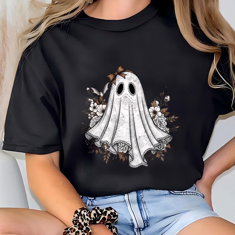 Cute Lace Ghost Sweatshirt, Boo In Boojee, Halloween Boo Lace Bow Sweatshirt,halloween Sweatshirt,boo Ghost Sweatshirt,cute Ghost Fall Shirt T-shirt