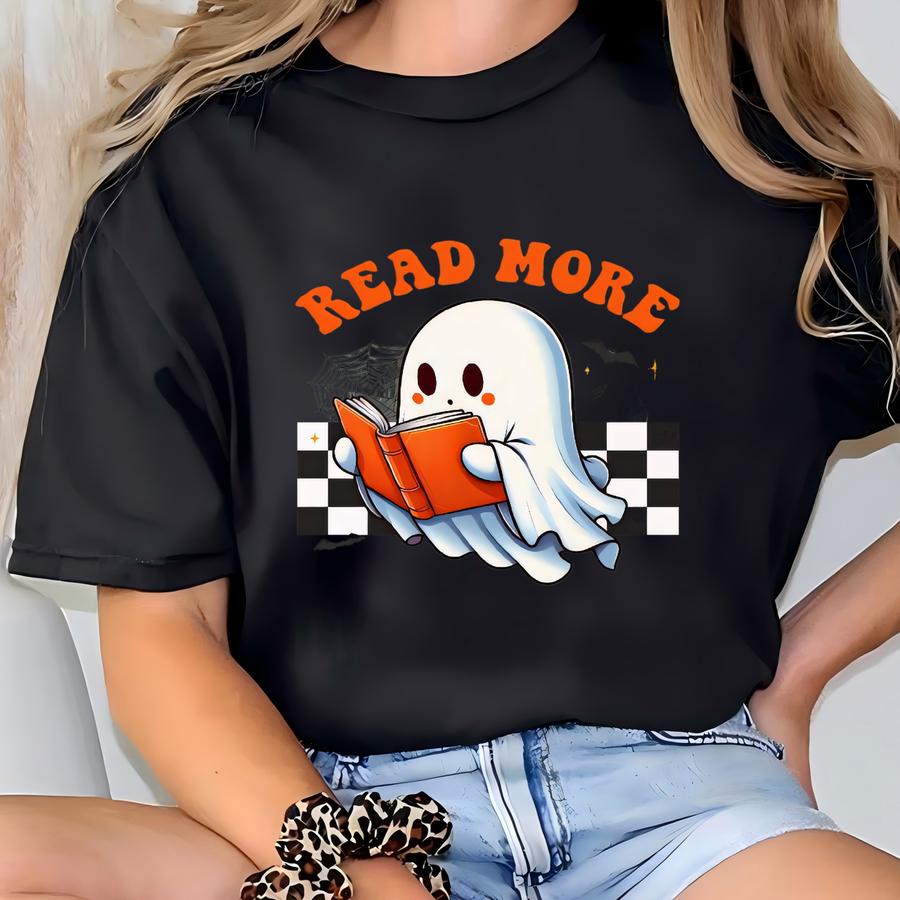 Ghosts Reading Books Sweatshirt, Books Lover Ghost Gift, Cute Little Ghost Shirt, Womens Halloween Shirt, Spooky Season Sweatshirt T-shirt