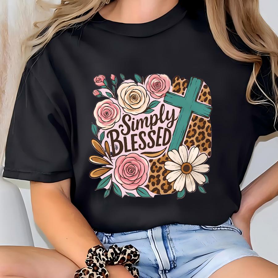 ® Christian Women Shirt, Floral Simply Shirt, Religious Mom Shirt, Faith Cross Shirt, Gift For Christian, Church Quote T-shirt
