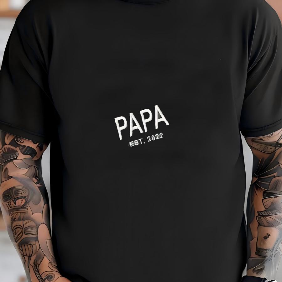 Papa Est. Year Shirt, Personalized Grandpa Hoodie, Pocket Tee, New Papa Gift, Grandpa Gift, Father’s Day Shirt T-shirt