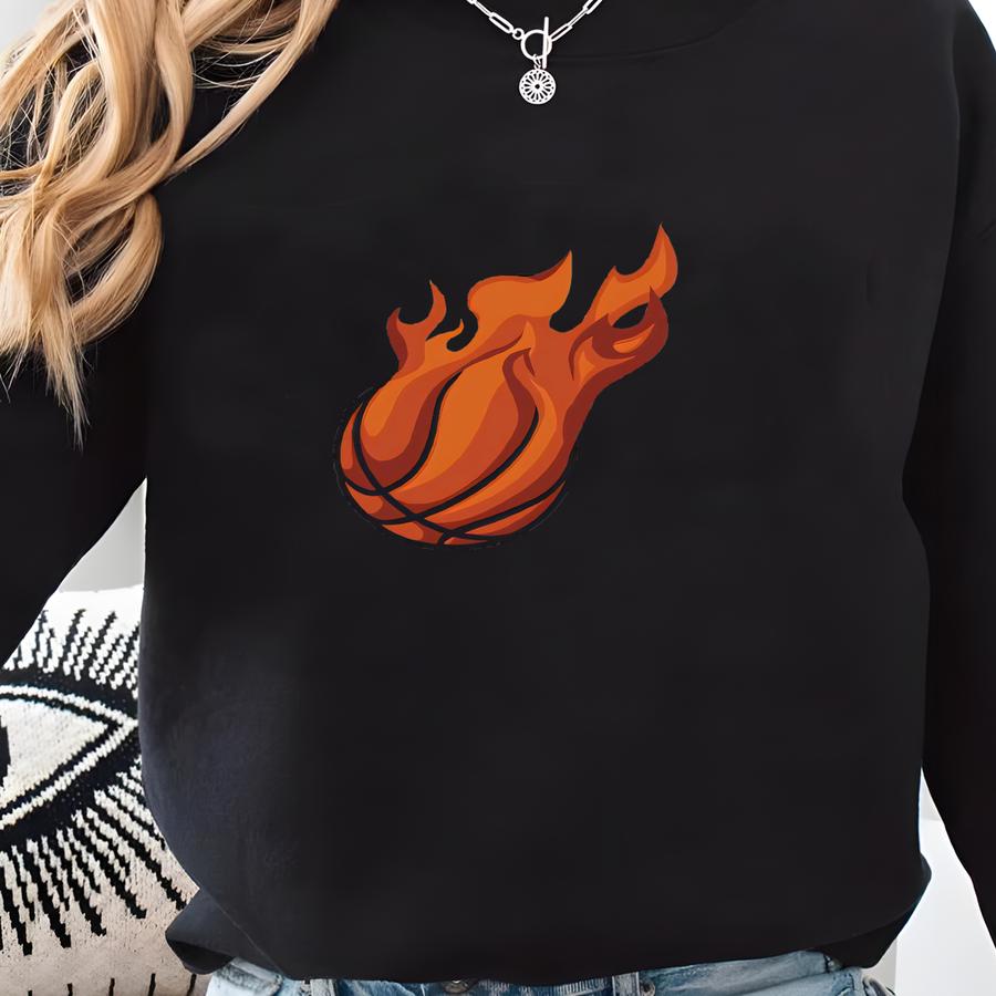 Custom Basketball Flame Shirt, Custom Name Colors And Number Jersey, Custom Team Shirts, Basketball Lover Gift, Sf1044 Sweatshirt