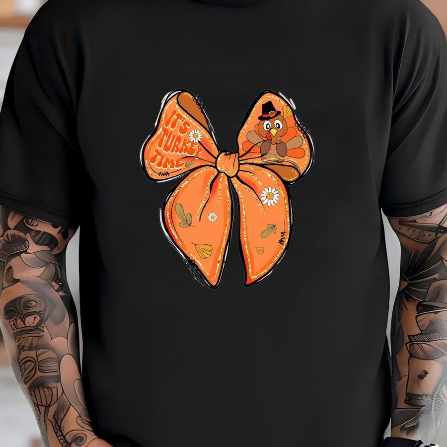 Funny Thanksgiving Turkey Hoodie: Coquette Turkey Time Tee T-shirt