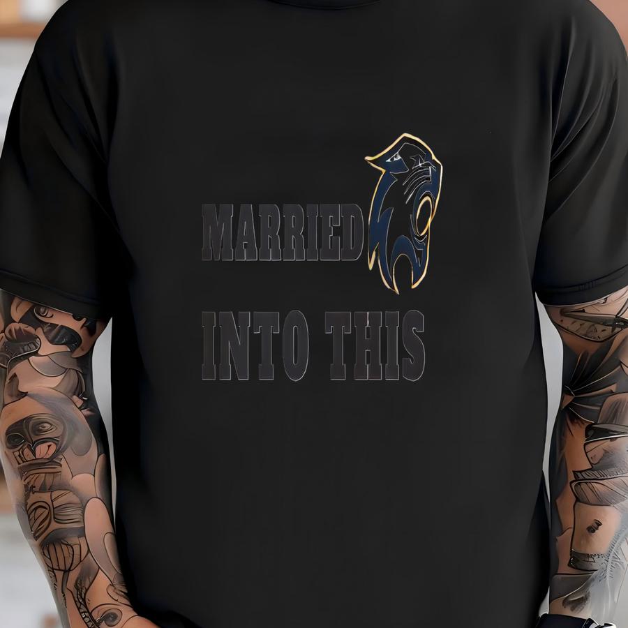 Custom Married Into This Shirt, Jersey Short Sve V-neck, Add Your College Or Sports Team, House Divided, Fan Gift Idea, Husband Wife T-shirt
