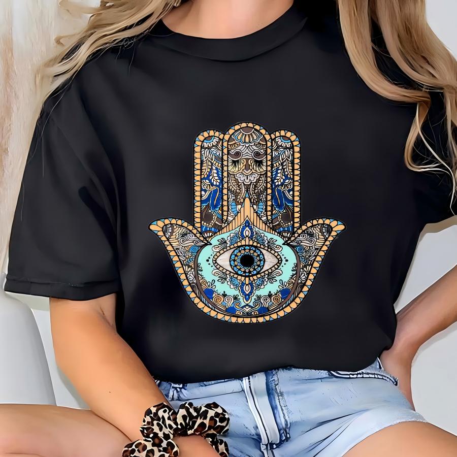 Hamsa Hand Evil Eye Sweatshirt: Spiritual Protection Pullover T-shirt
