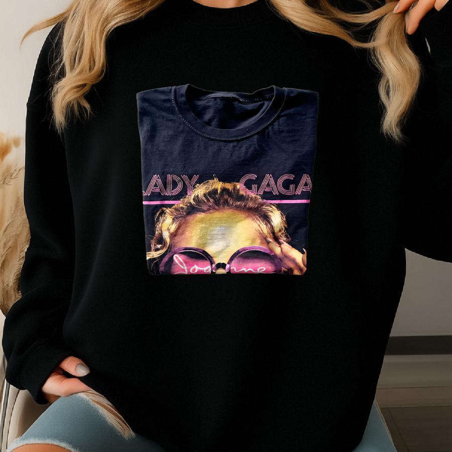 Vintage T-shirt | Lady Gaga Joanne Tour Singer Rock Band Concert Music Pop Y2k Shirt Top Pullover Black | Size S/m Sweatshirt
