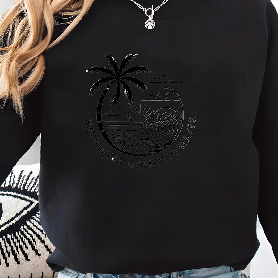 Happiness Comes In Waves Shirt, Wave Lover Shirt, Beach Vibes Shirt, Summer Shirt, Ocean T-shirt, Summer Vacation Tee, Summer Trip Shirt Sweatshirt