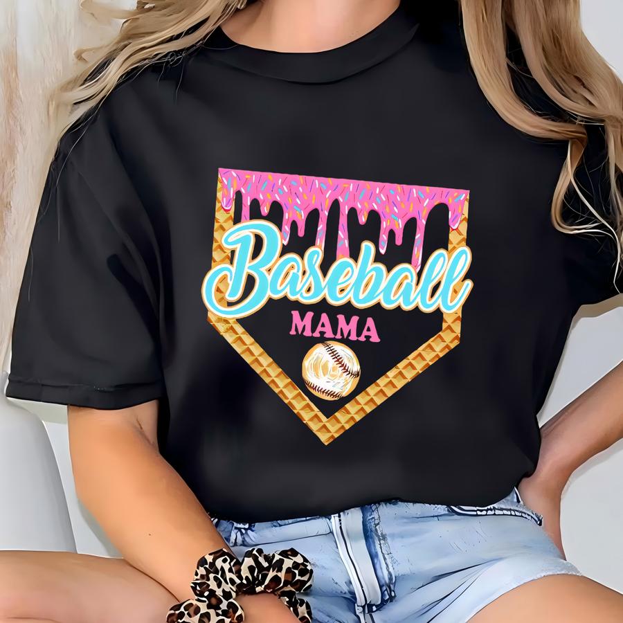Custom Baseball Drip Mama Shirt,team Mom T Shirt,personalized Ice Cream Drip Jersey Tee With Name Number,mom Tball Tee, Ice Cream Drip Tee T-shirt