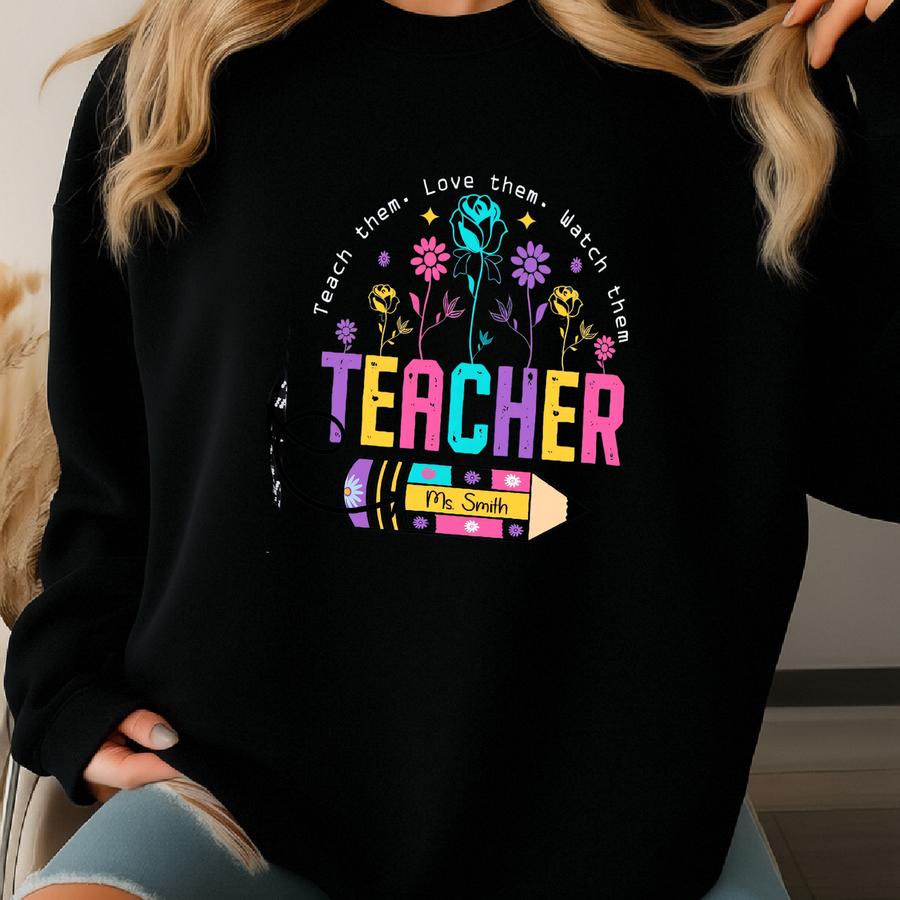 Teacher Appreciation Gift Tee Canvas Custom Teacher Gift Personalized School Gifted Teacher Tote Reusable School Campus Sweatshirt