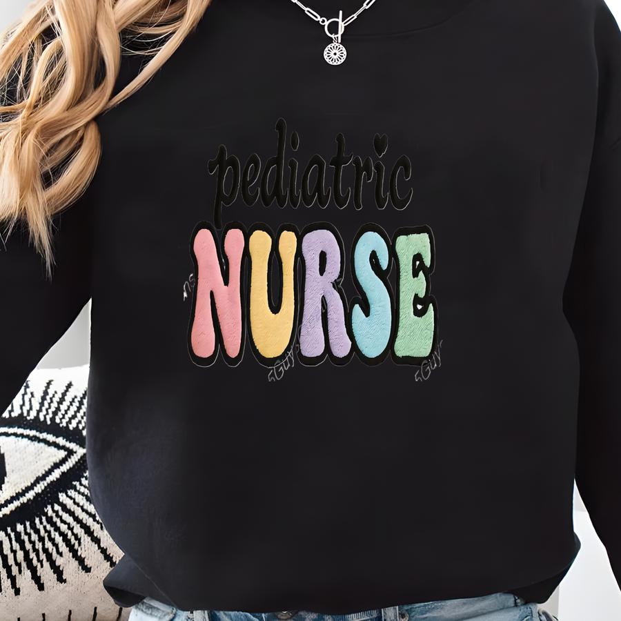 Pediatric Nurse Sweatshirt: Custom Rn Crewneck, Cotton-blend Sweatshirt