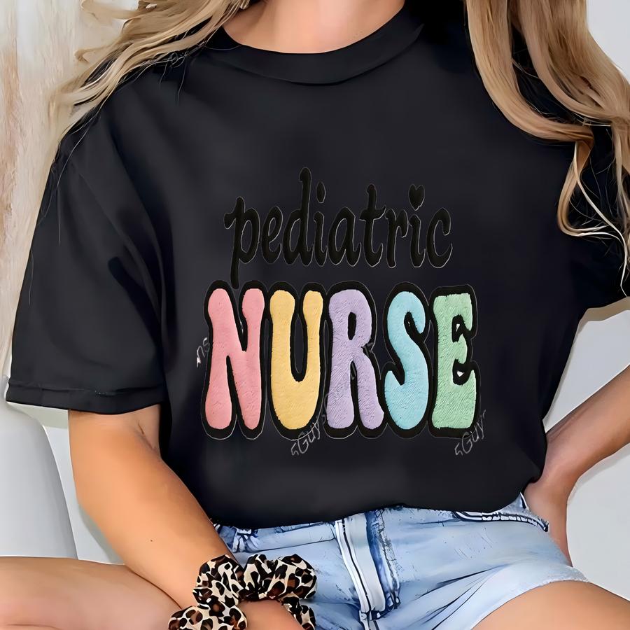 Pediatric Nurse Sweatshirt: Custom Rn Crewneck, Cotton-blend T-shirt