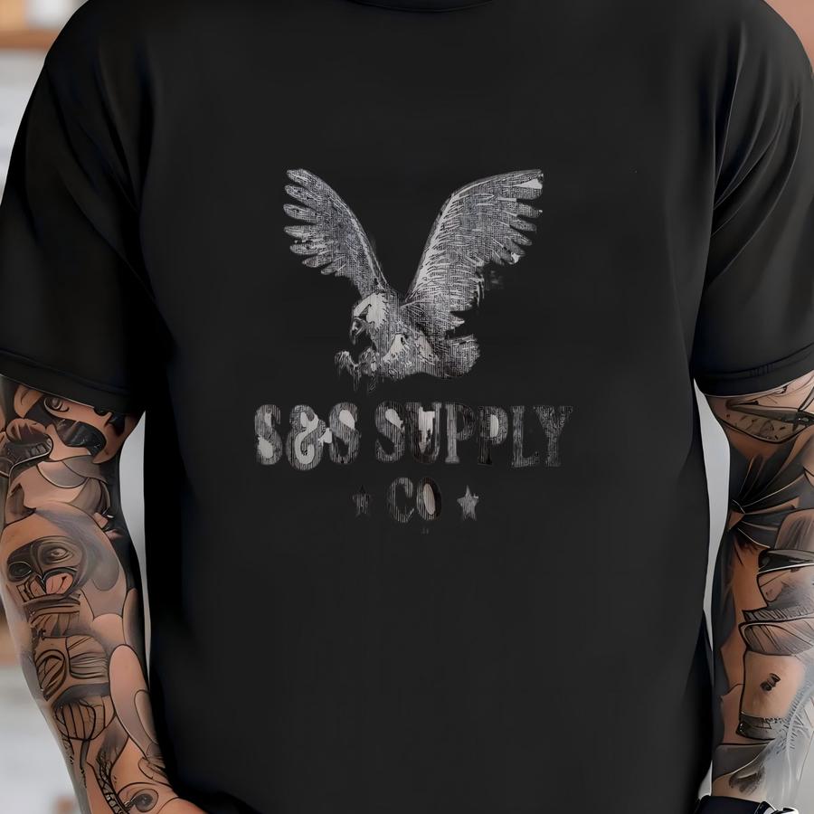 Salvage And Sawdust Co, Hand Printed Logo Tee, Stone, 1950s Cropped Cut. T-shirt