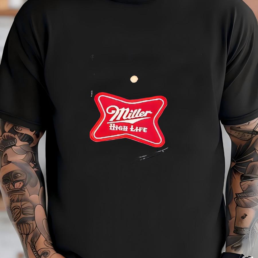 Vintage Denim Miller High Life Beer Shirt  Size Xl Front And Back Miller Patches T-shirt