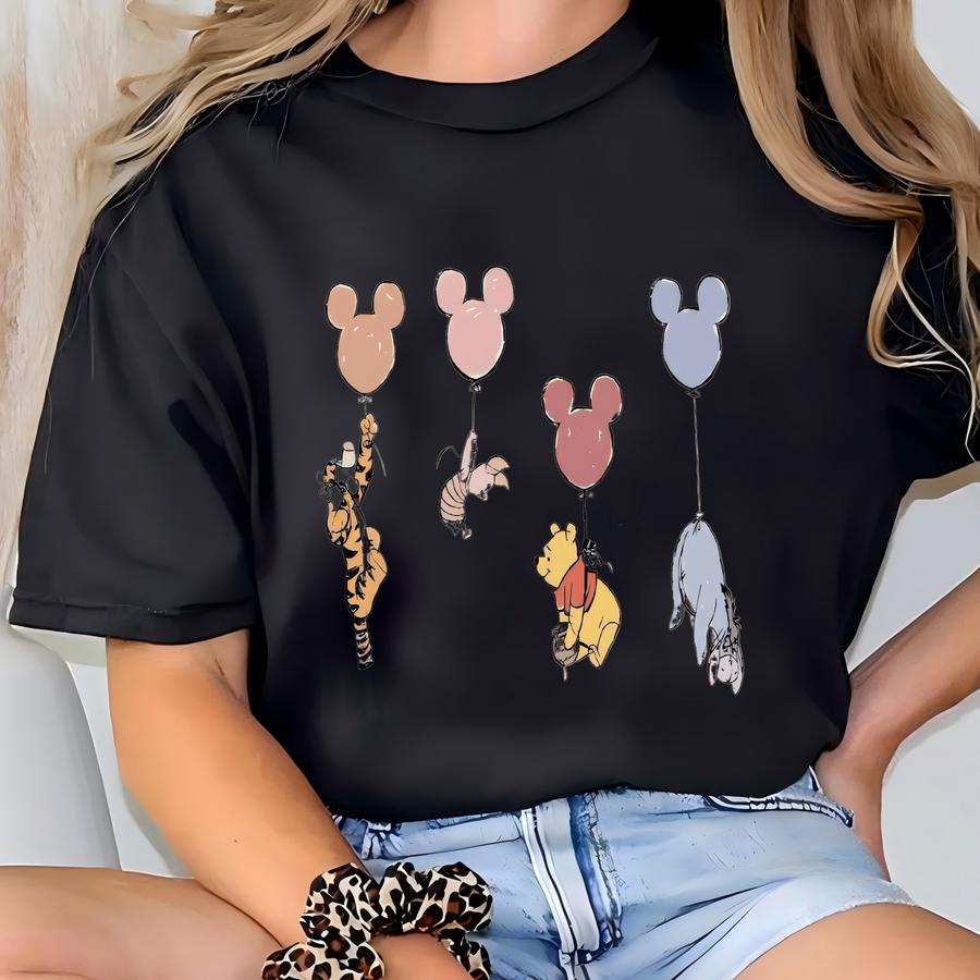 Shirt, Pooh And Friends With Balloons Tee, Walt World Pooh Bear Shirt, 's Animal Kingdom Tee T-shirt