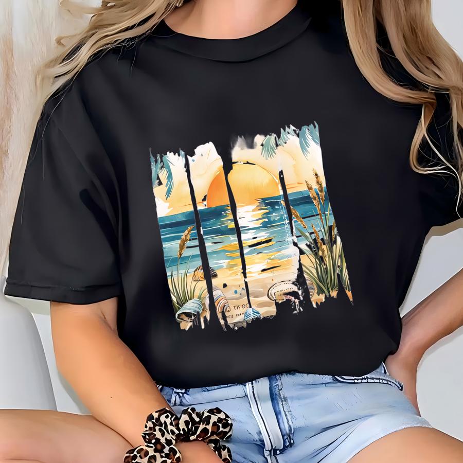 Beach Sunset Hoodie: Graphic Tee T-shirt