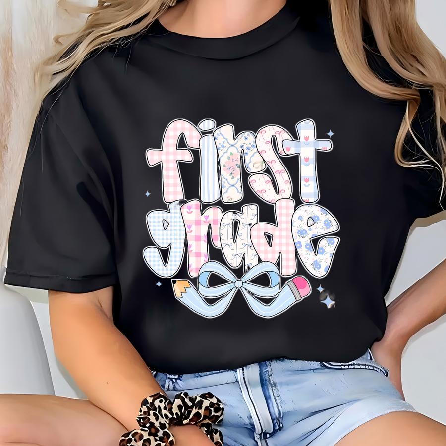 First Grade Teacher Shirt,1st Coquette Grade Student Youth Tee,first Day Of School Youth Shirt,cute Kids Tee, Back To School Toddler Tshirt T-shirt