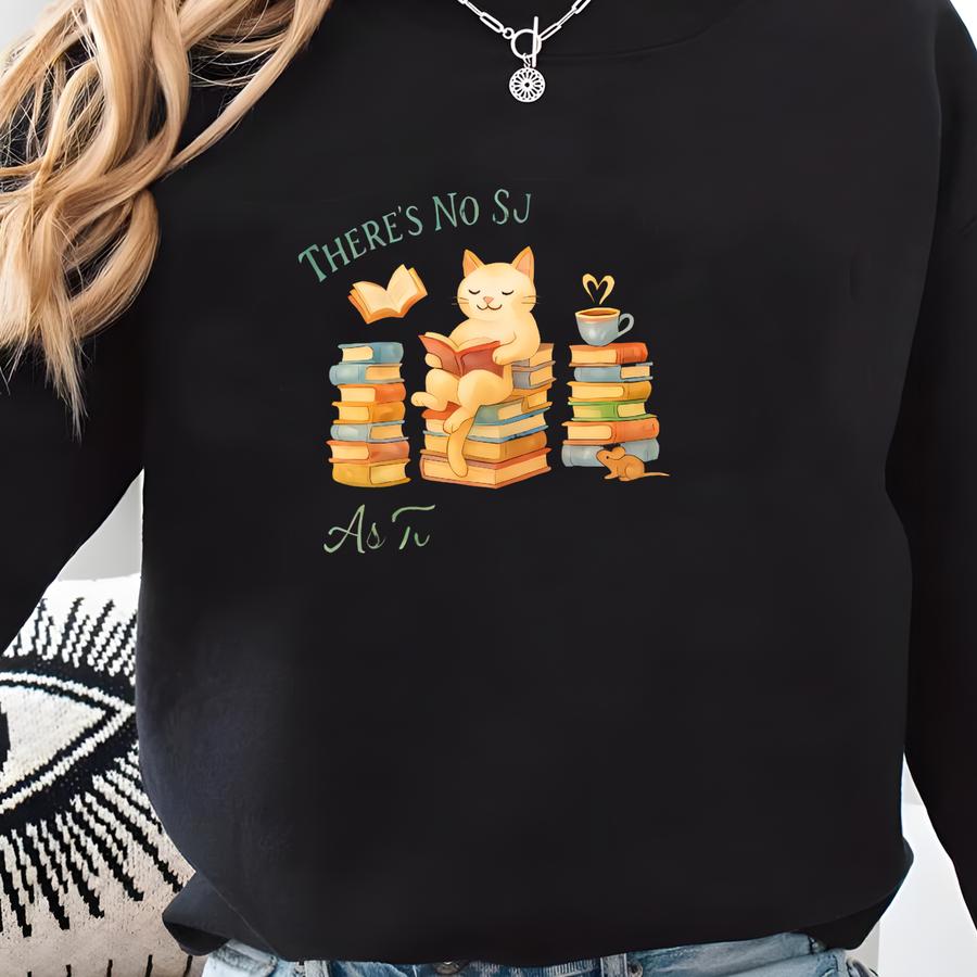 Funny Book Lover Cat Tee: Cotton Canvas Sweatshirt