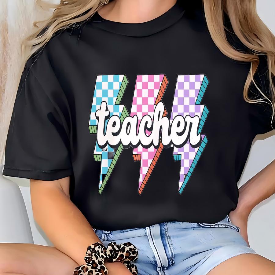 Retro Lightning Bolt Teacher Hoodie: Tee T-shirt
