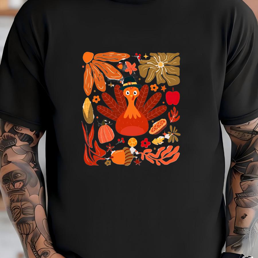 Boho Floral Turkey Thanksgiving Shirt: Funny Gobble Fall Gift T-shirt