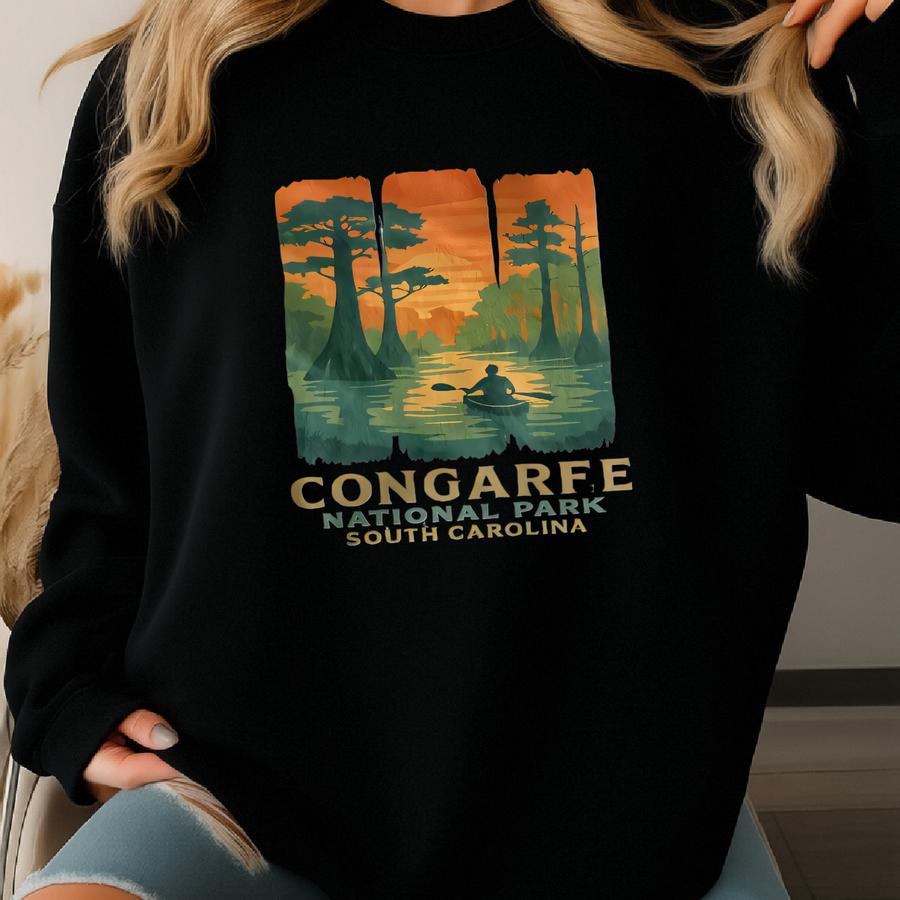 Congaree National Park Tshirt Sweatshirt Hoodie, South Carolina Kayaking Tee, Nature Lover Gift, Outdoors Adventure Top, Brushstroke Design Sweatshirt